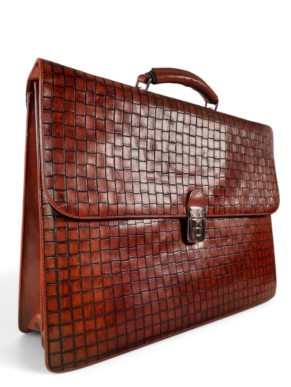 BOSCA Night Flight Double Flex Italian Leather Laptop Bag Briefcase Work